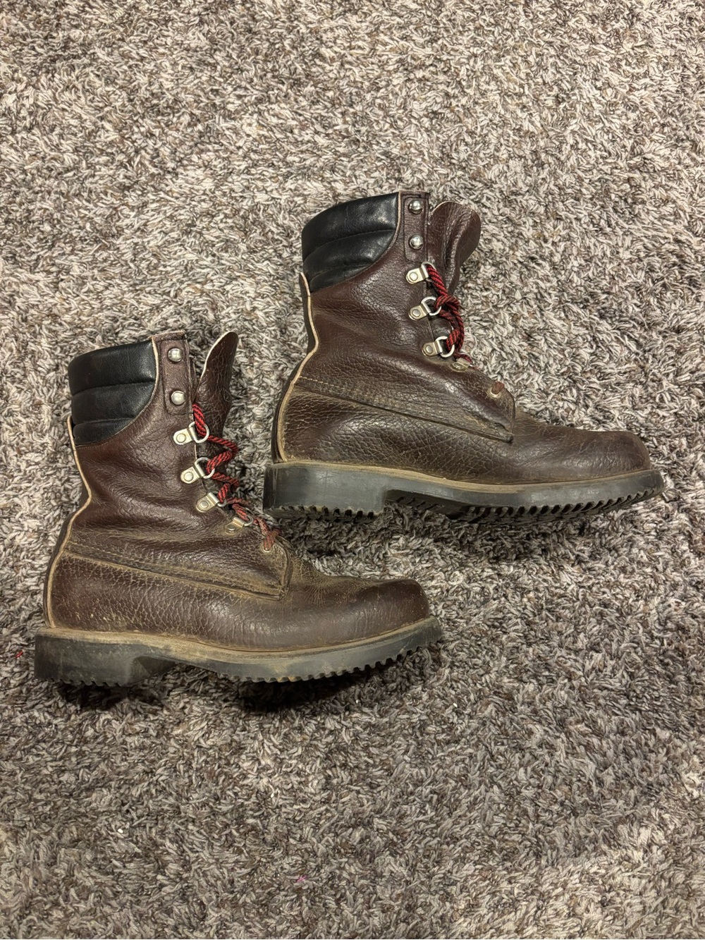 Irish Setter Brown Leather Work Boots with Red Laces